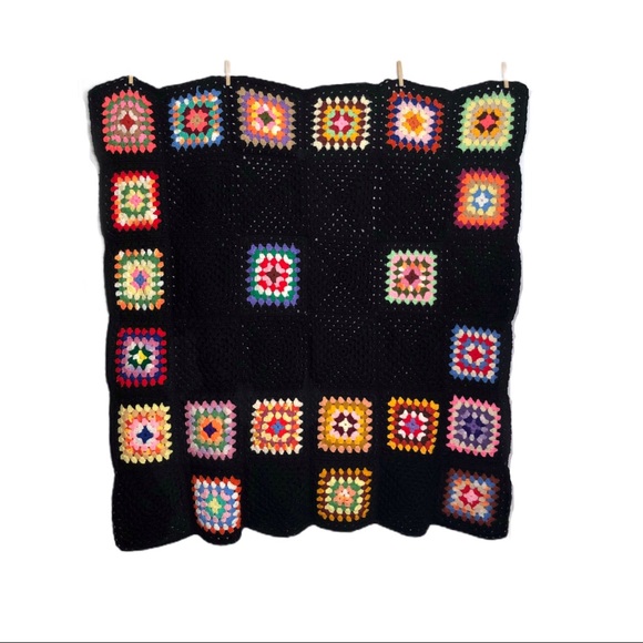 Handmade Granny Square Afghan Small Throw Blanket - Picture 2 of 10